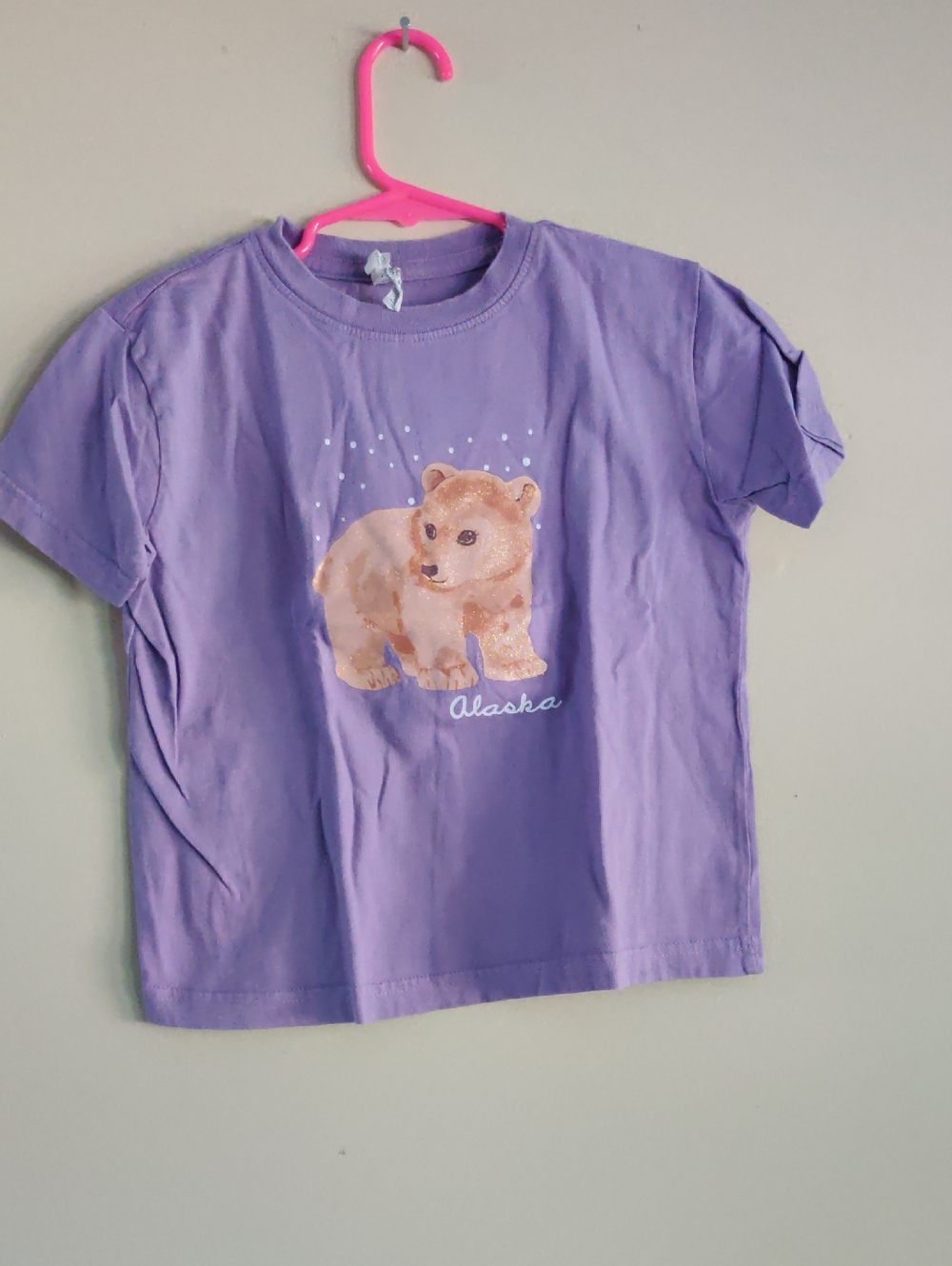 Rabbit Skins Purple Kids Tee with Bear Graphic